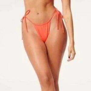 NWT Good American Tiny Ties Bikini Bottom in Orange Cream